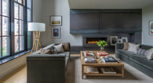 Contemporary Fireplace and Living Rom